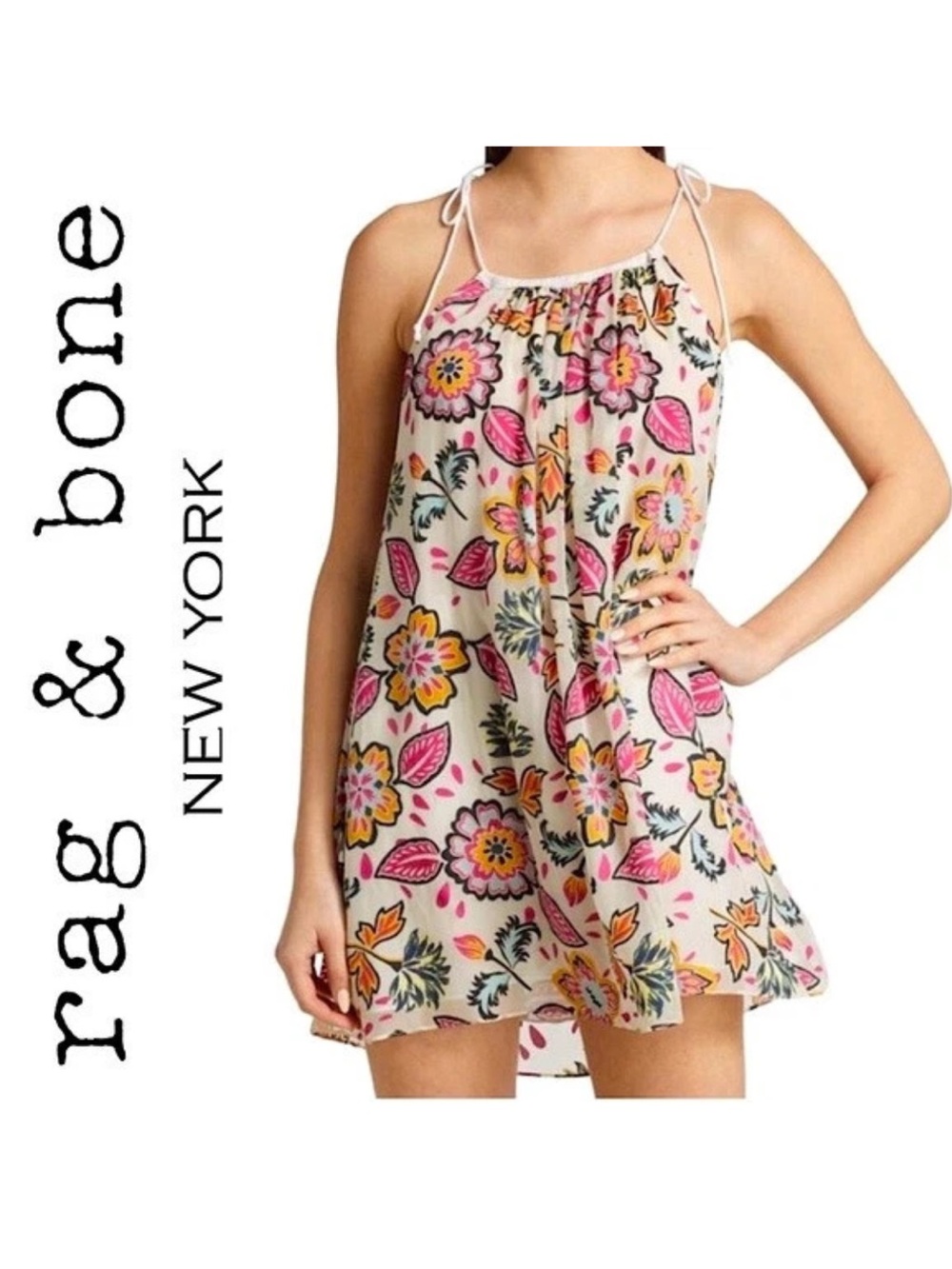 Rag & Bone | Bailey Gathered‎ Floral mini dress M